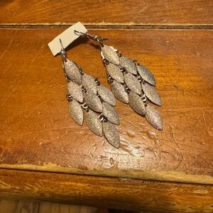 Elegant Gold tone Leaf Drop Earrings